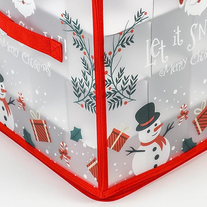 Christmas Ornament Storage Box, Christmas Storage Containers Organizer Bag with Dividers, Space-Saving Holiday Decor Organizer, for Garage/Attic/Basement - Image 8
