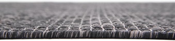 Unique Loom Collection Casual Transitional Solid Heathered Indoor/Outdoor Flatweave Area Rug (5' 1" x 8' Rectangle, Black/Ivory) - Image 10
