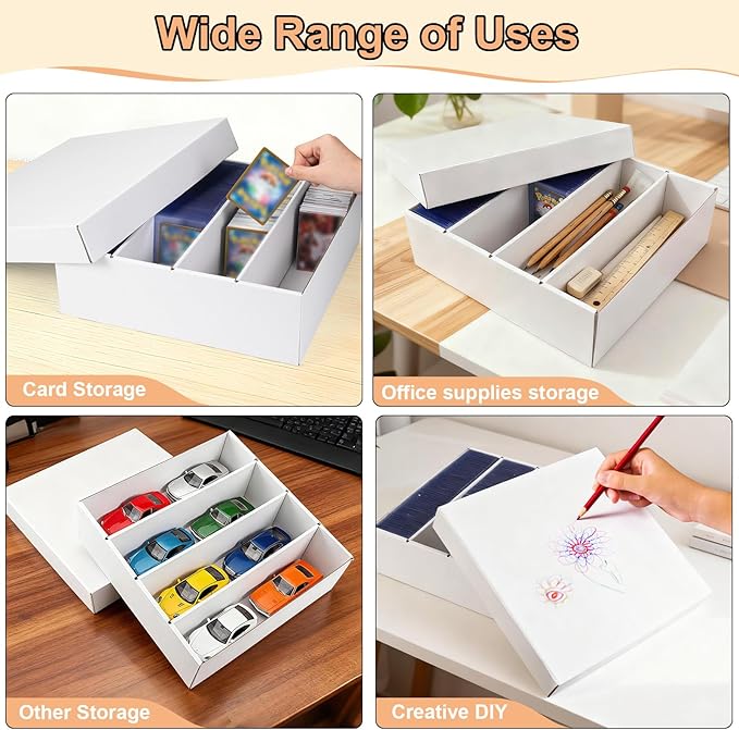 Trading Card Storage Box, Top Loaders Storage Box with 20 Card Dividers, Cardboard Trading Card Organizer for Collectible Cards Games,Card Box Fits For TCG,MTG,TCG and Basktaball Cards, 4 Drawer - Image 7