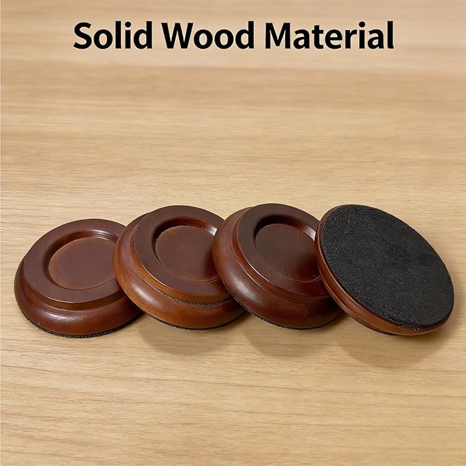4 Pcs Solid Wood Upright Piano Caster Cups, Non-Slip & Anti-Noise for Floor Protectors Brown - Image 5