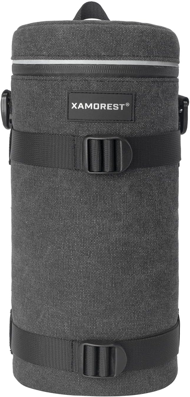 Camera Lens Case Lens Bag Compatible (5.51" x 14.56"(Canvas, Black)) by XAMOREST