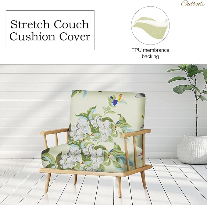 8 Pcs Stretch Sofa Cushion Cover for Patio Floral Waterproof Outdoor Sofa Seat Cushions Covers Summer Tropical Flower Indoor Replacement Couch Slipcover Flexibility Chair Seat Cover - Image 4