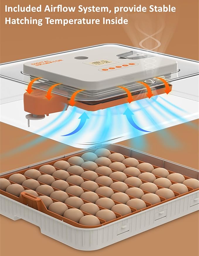 Egg Incubator for Hatching Eggs, Intelligent 56 Eggs Incubator with Temperature & Humidity Control, Automatic Egg Turning, Hatch Days & Egg Candler, Adjustable - Image 5
