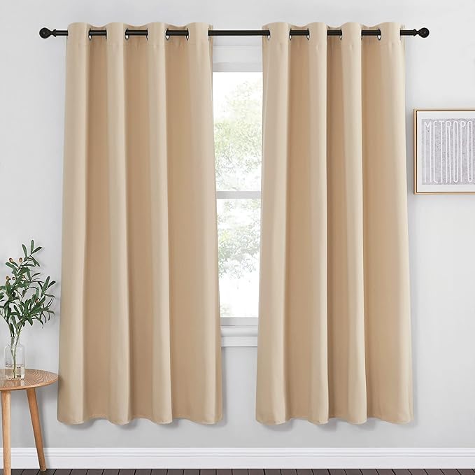 NICETOWN Blackout Drapery Curtain Panel - Window Treatment Thermal Insulated Solid Grommet Blackout Curtain/Panel/Drape for Bedroom (Biscotti Beige, 1 Panel, 52 by 72 inches) by NICETOWN