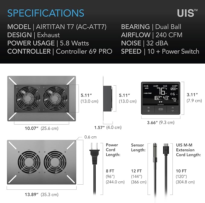 AC Infinity AIRTITAN T7, Ventilation Exhaust Fan 12" with WiFi Temperature Humidity Controller, EC Motor for Crawl Spaces, Basements, and Garages - Image 6