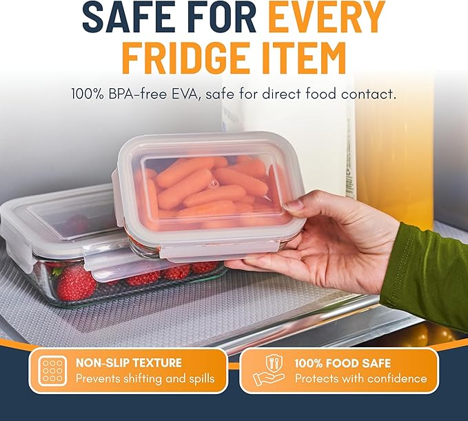 Refrigerator Liners for Shelves (8 Pack) by Linda’s Essentials - Non-Adhesive Drawer and Shelf Liner, BPA-Free Fridge Mats for Kitchen & Cabinets, Easy to Clean, Ideal Household Essentials (Clear) - Image 4