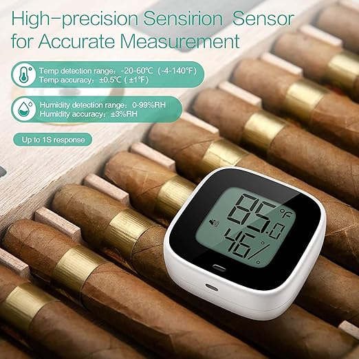 Wireless Thermometer Hygrometer for iPhone/Android, Smart Bluetooth Humidity Temperature Sensor with Alarm and Data Storage for Green House Guitar Camera Storage Humidor Incubator Monitor - Image 3