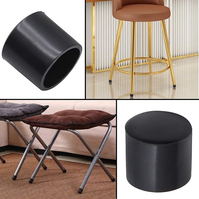 60Pcs Round Rubber End Caps 1/2" (12mm) ID Vinyl Flexible Bolt Chair Foot Covers Screw Thread Chair Leg Protectors for Round Tubing Bolt Desk Chair Leg (Black) - Image 4