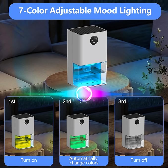 Dehumidifier, 50 OZ Small Dehumidifiers for Room for Home, Quiet with Auto Shut Off, Dehumidifiers for Bedroom, RV, Closet - Image 5