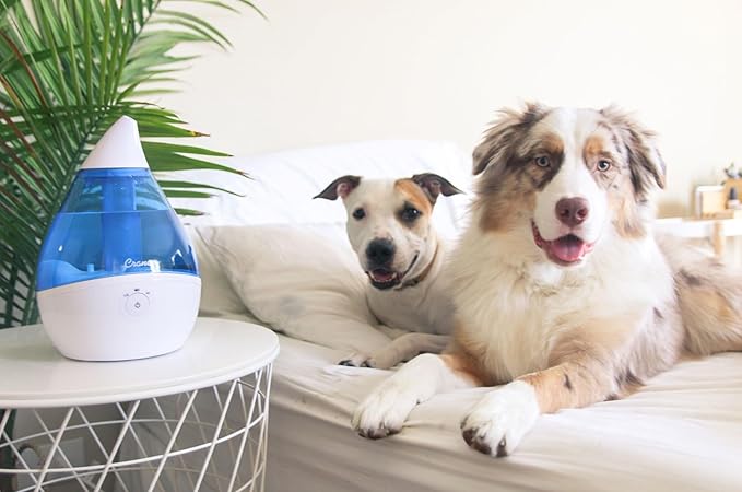 Crane Droplet Ultrasonic Teardrop Cool Mist Air Humidifier, 0.5 Gallon for Bedroom and Office, Blue and White, Nursery Humidifier - Image 8