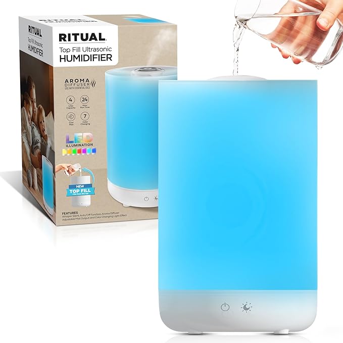 Bell+Howell 4L Top Fill Humidifiers for Bedroom, Color Changing Air Humidifier for Large Room, Cool Mist Humidifiers for Bedroom Baby Room Humidifier & Oil Diffuser with Auto Shutoff by BellHowell
