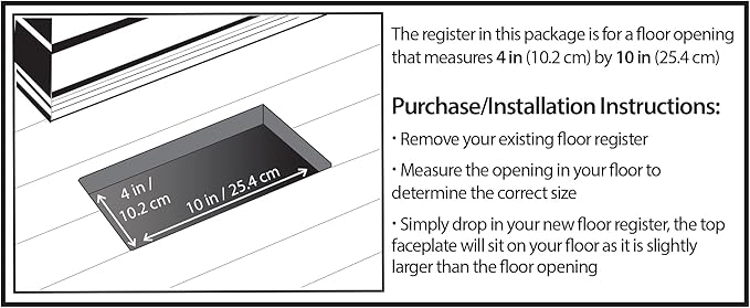 Decor Grates PL410-BLK 4-Inch by 10-Inch Plastic Floor Register, Black - Image 4