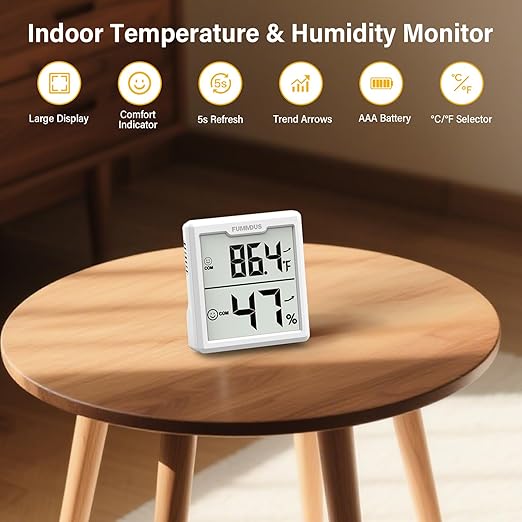 3 Pieces Digital Hygrometer Indoor Thermometer Humidity Meter with Accurate Temperature and Humidity Monitor for House, Baby Room, Office, Greenhouse, Cellar (White) - Image 3