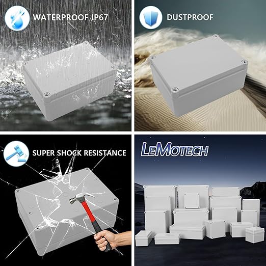 LeMotech Junction Box IP67 Waterproof Dustproof ABS Plastic Project Box for Electrical Outdoor Enclosure Gray 6.9 x 4.9 x 3 inch (175 x 125 x 75 mm) - Image 8