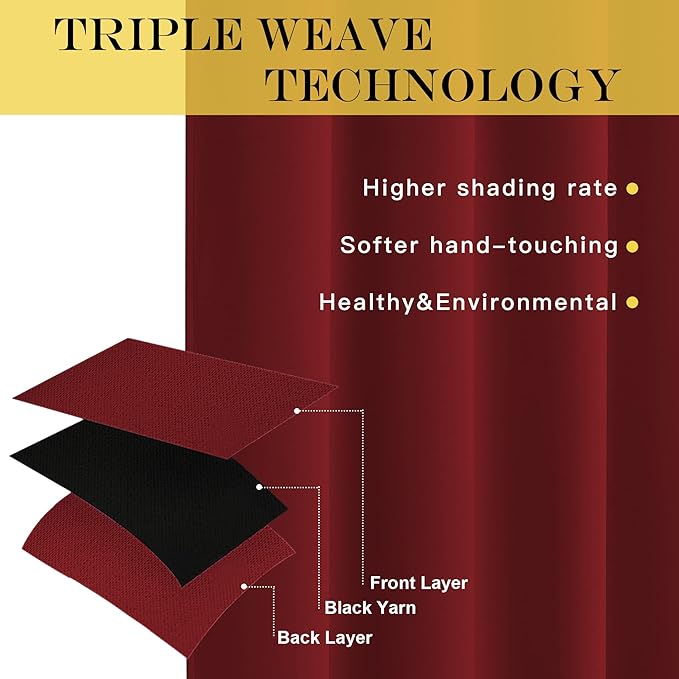 NICETOWN Blackout Blinds for Sliding Door - Indoor Slider Curtains for Patio, Wide Width Drapes for Living Room (Burgundy Red, 100 inches Wide x84 Long) - Image 4