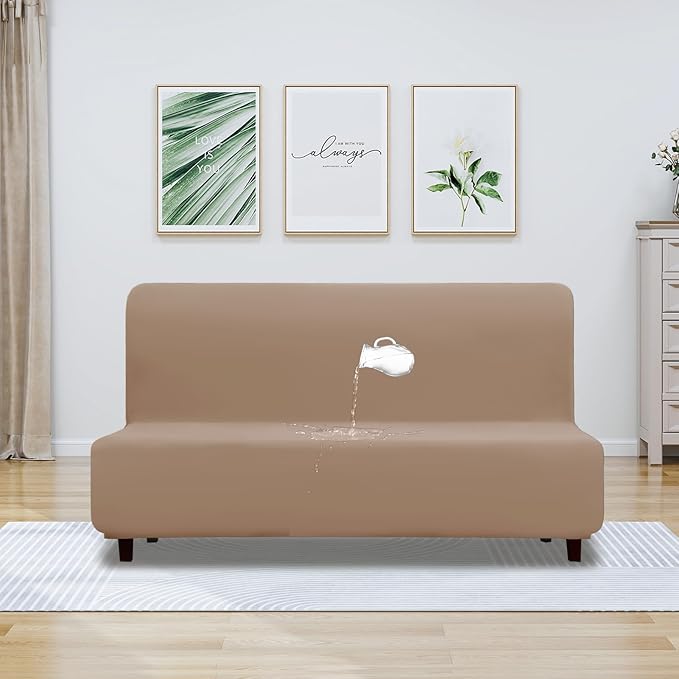 PureFit 100% Dual Waterproof Couch Cover Slipcovers for Couches and Sofas - Stretch Non Slip Fleece Sofa Covers Washable, Leakproof Furniture Protector for Kids, Pets, Dog (Futon, Camel) - Image 2