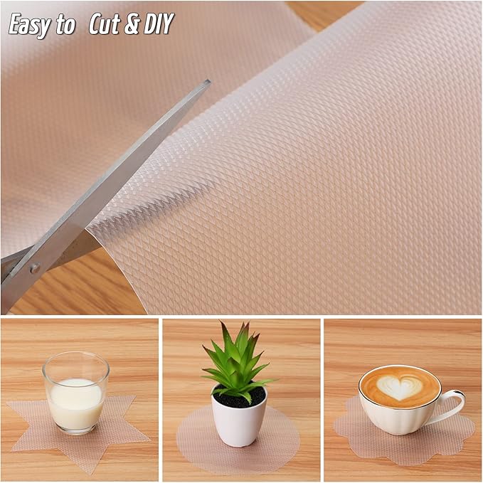 Anoak Shelf Liner, 12 Inches x 30(360.1 Inch) FT Non-Slip Cabinet Liner, Diamond Pattern Clear - Image 2
