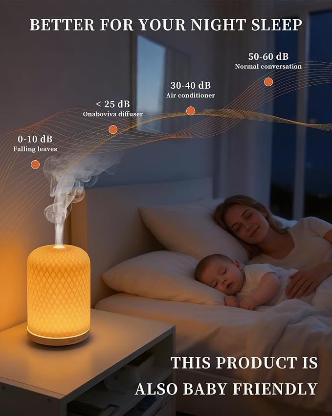 Essential Oil Diffuser,120ML 2.4MHz Ultrasonic Aromatherapy Diffusers for Essential Oils Large Room, Ceramic Diffusers Decorative Aroma Diffuser, Ideal Air Diffusers for Home, Room Decor, Yoga, White - Image 4