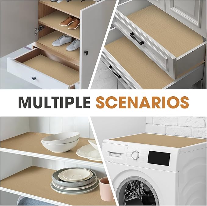 Drawer and Shelf Liner, Non-Slip Kitchen Cabinet Liners Non-Adhesive Thick Strong Grip Waterproof Washable Mats Protect Dresser Shelves Cupboard Bathroom Cabinets, Beige, 24 in X 30 FT - Image 9