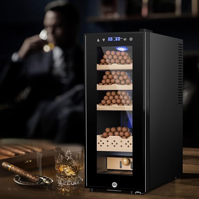 Cigar Electric Humidor, 35L 250 Counts Large Capacity Thermostatic Electric Cigar Cooler Cabinet with Digital LED Screen, Safety Lock,Smart Humidity & Temp Control, Gifts for Men - Image 7