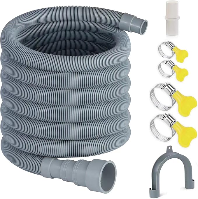 16.4ft Washing Machine Drain Hose, Universal Drain Hose Extension Kit for Washer, Dishwasher, Flexible Discharge Hose for LG/ GE/ Samsung, Fit up to 1-1/2 Inch Drain Outlets (16.4) by Elyfree-Qualityisourlife
