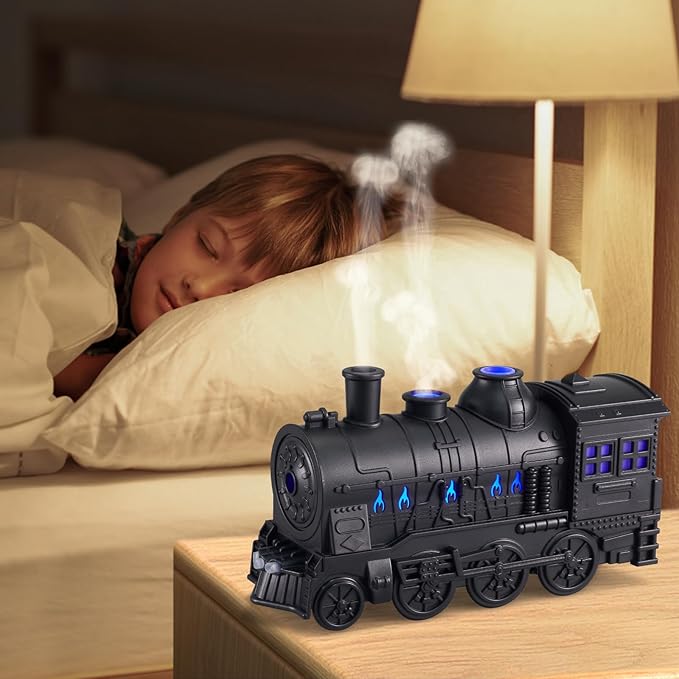 Humidifiers for Bedroom, Cool Quiet Steam Train Looking Mist Air Humidifier Diffuser for Home Baby Nursery & Plants and Auto Shut-off. (Black) - Image 6