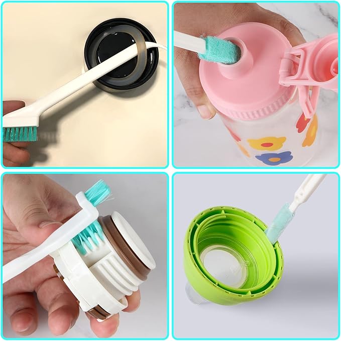Small Household Cleaning Brushes by ELEMGULY,9 Pcs Crevice Brush for Hole, Gap, Corner, Space, Micro Crevice Scrub Cleaner Tool for Bottle, Keyboard, Window, Door Track - Image 4