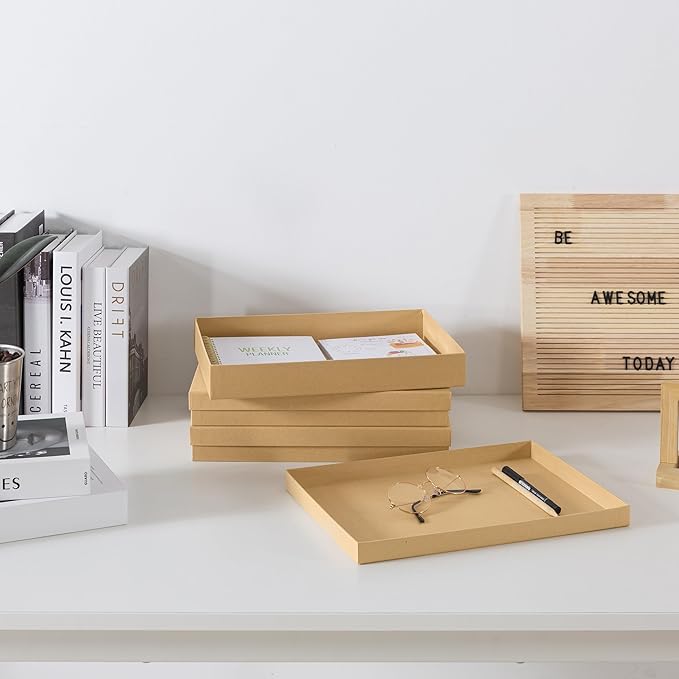Soul & Lane Document Storage Boxes - Set of 3 (13.2" x 9.8" x 1.8"), Versatile Photo & Craft Organizer for Home Office, Stackable Cardboard Storage for Letters, Papers, Files & Memorabilia, Kraft - Image 7