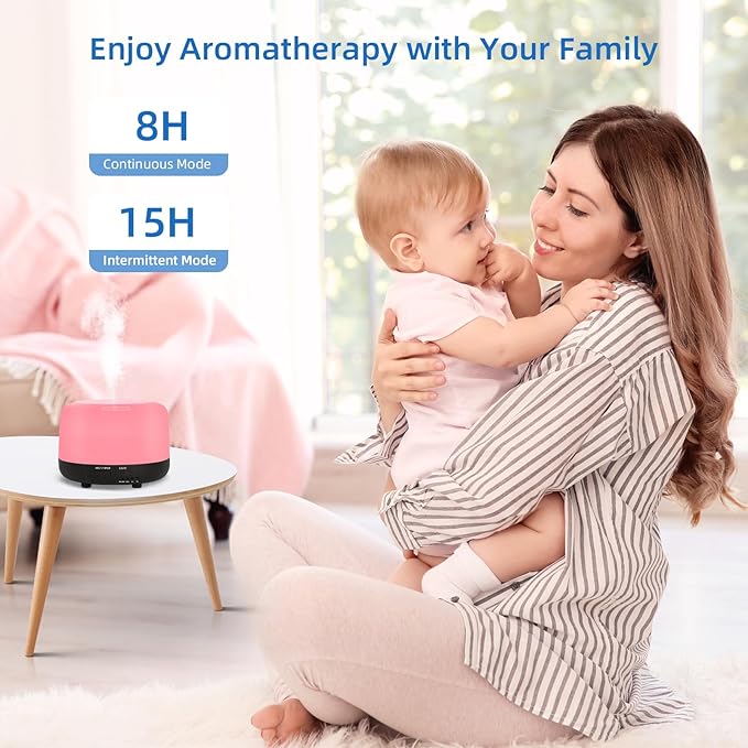 300ML Essential Oil Diffuser, Electric Ultrasonic Aromatherapy Air Humidifier vaporiser, Aroma Diffuser with Remote Control 7 LED Light Colors Waterless Auto-Off. - Image 5