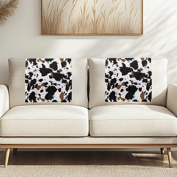 Cow Pattern Chair Headrest Covers Non-Slip Chair Slipcover with Pins Pet Scratch Resistant Removable Washable Furniture Protector for Living Room - Image 2