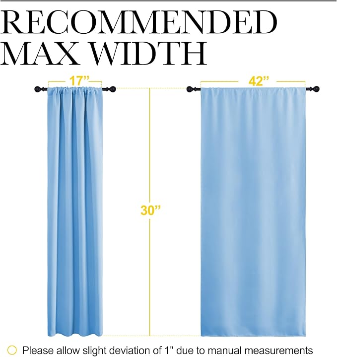 NICETOWN 2 Panels Blackout Curtains, Rod Pocket Thermal Insulated Drapes for Kitchen, Heavy Duty Small Window Treatment for Dorm Room, Studio Apartment, Basement (Blue, W42 x L30) - Image 6