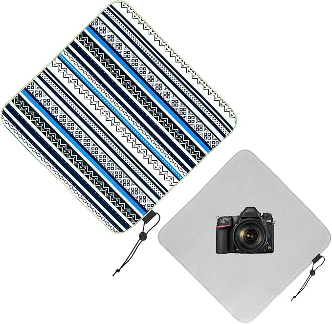 19.6 in Camera Wrap With Pouch, Lens Protective Wrap, Anti-scratch Anti-dust, Flexible Wrapper Travel Accessories for DSLR Mirrorless Lens (ETHNIC), Blue by XAMOREST