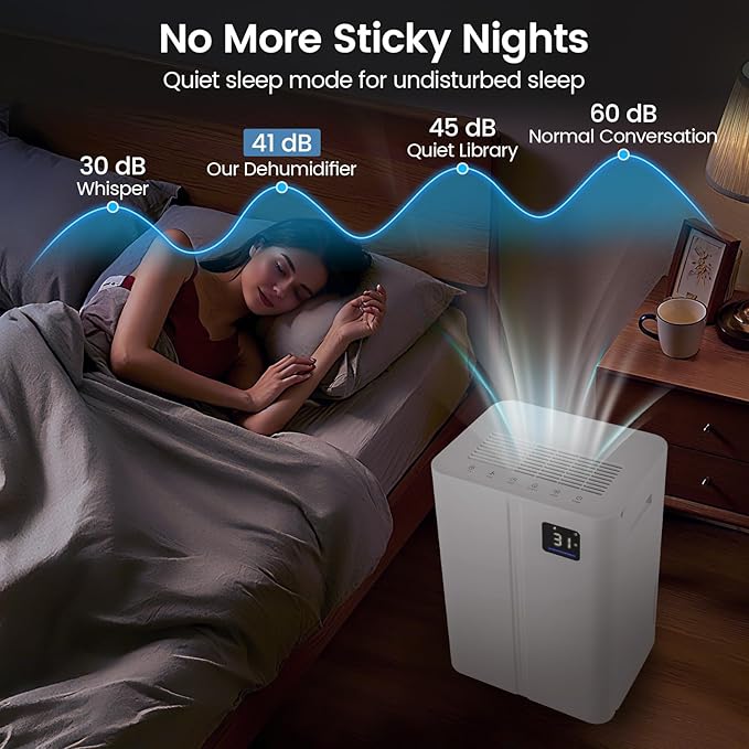 ARLIME 4500 Sq.Ft Dehumidifier for Basement, 54 Pints Dehumidifier with 4L Water Tank, 3 Modes, Timer, Memory, Child Lock, Auto Defrost, LED Display & 3-Color Indicator for Home, Bedroom, Bathroom - Image 8