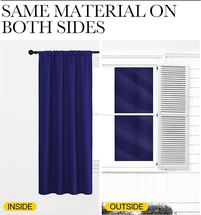 NICETOWN Blackout Curtains for Living Curtains, Navy Blue, 2 Panels, 52 by 95, Room Darkening Window Curtain Panels, Easy-Care Solid Thermal Insulated Draperies/Drapes for Daughter Room - Image 5