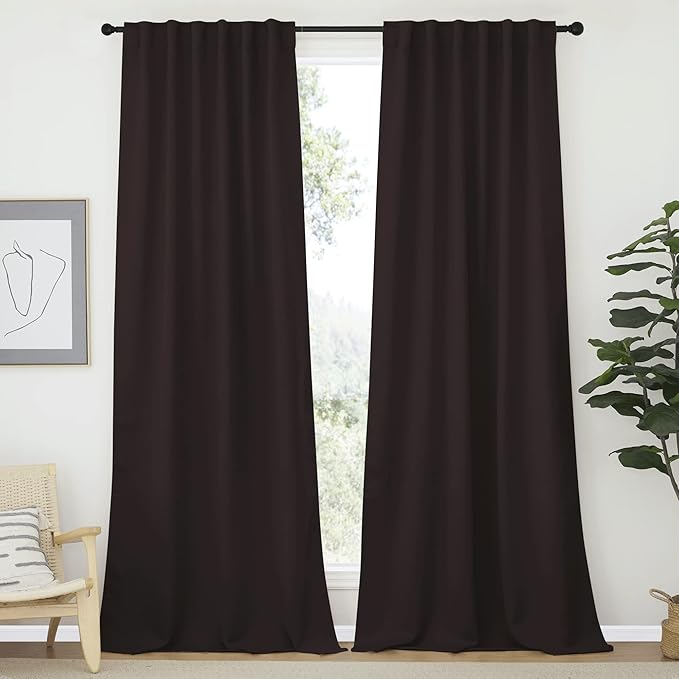 NICETOWN Window Curtains Blackout Panels - (Toffee Brown Color) 52 inches x 108 Inch, 2 Panels, Blackout Drapes for Sliding Glass Door by NICETOWN