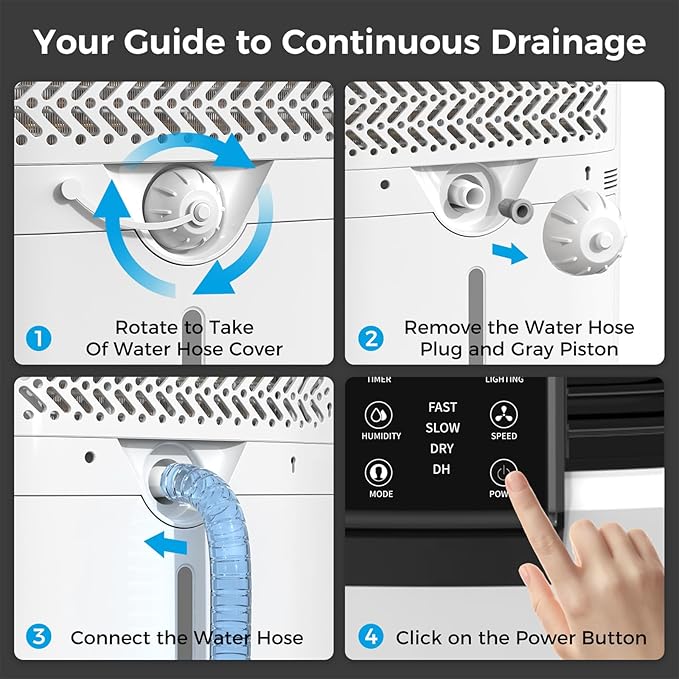 4,000 Sq. Ft Dehumidifier for Basement, 45 Pint Dehumidifiers for Home with Drain Hose, Smart Humidity Control, Auto Defrost, Auto Restart, 24H Timer, for Bedroom, Bathroom, RV, Garage - Image 9