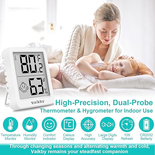 Indoor Humidity Meter Hygrometer 3Pack, Room Thermometer for Accurate Room Temperature Monitor, Digital Hygrometer with Indoor Thermometer for Home, Baby Nursery, and Humidity Sensor Enhanced Comfort - Image 2