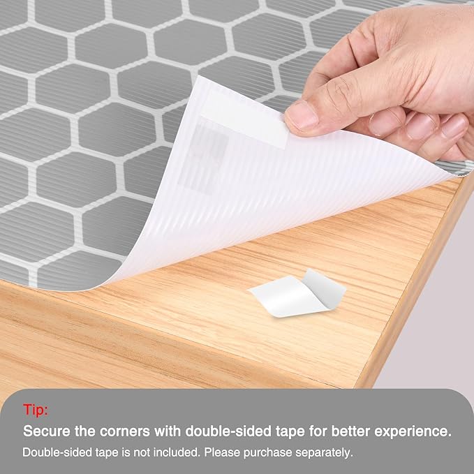 Glotoch Premium Non Slip Shelf Liner 12” X 20 Ft, Non Adhesive Drawer Liner, Waterproof Shelf Paper for Kitchen Cabinets, Drawer, Fridge, Wire Shelving, Pantry, Bathroom-Heavy Duty,Geometric Grey - Image 5