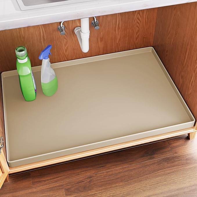 FLATO Waterproof Under Sink Mat 37" x 22" Shelf Liner for Kitchen and Bathroom, Cabinet Protector, Organizers and Storage, Flexible Silicone Drip Tray by Unknown