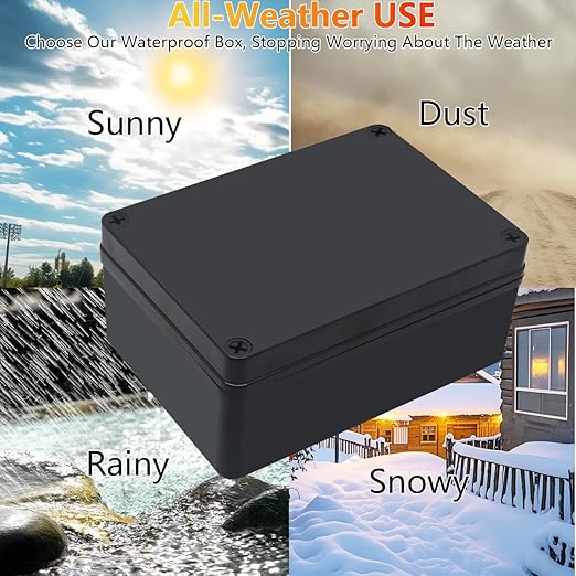 Junction Box,IP67 Waterproof ABS Black Project Box with Mounting Plate Electrical Box Enclosure for Outside Electronics 4.9 x 4.9 x 3inch(125x125x75mm) - Image 6