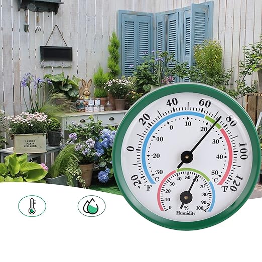 Jeanoko Pointer Type Thermometer Hygrometer Indoor Temperature Humidity Meter Monitor Gauge Mini Thermometer Hygrometer for Home Indoors Office Use Sauna (TH103B Green Shell Color Face) - Image 2