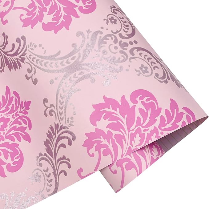 Yifely Vintage Pink Damask Self-Adhesive Shelf Drawer Liner Moisture Proof PVC Mat 45x300cm - Image 8