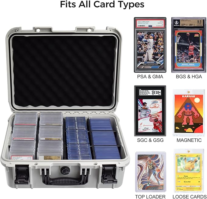 Graded & Trading Card Storage Box – XL Baseball Card Case with 8 Adjustable Dividers, Fits PSA BGS SGC Slabs, Toploaders & Magnetic Holders – Waterproof Hard Shell Sports Card Organizer (Case Only) - Image 3