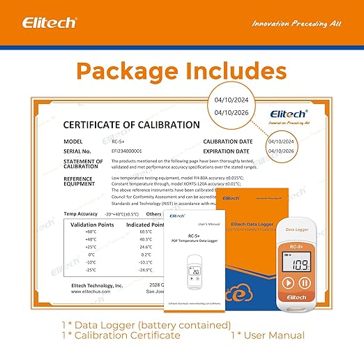 Elitech RC-5+ Digital PDF USB Temperature Data Logger Reusable Recorder Refrigerator Thermometer 32000 Points High Accuracy (100 Packs) - Image 8