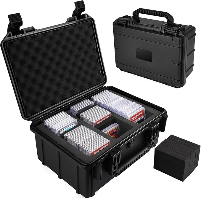 QINGUANG Graded Card Storage Box 3 Rows,Trading Card Case with 6 Foam Dividers, Waterproof PSA Slab Case for PSA/CSG/CGC/BGS Top Loaders Sports Cards by QINGUANG