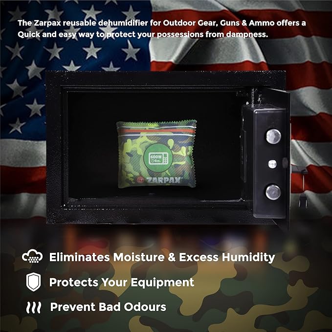 Gun Safe Dehumidifier Camouflage - Rechargeable Desiccant Dehumidifier Bags - Reusable & Absorbs Moisture & Humidity - 4x Pack - Image 2