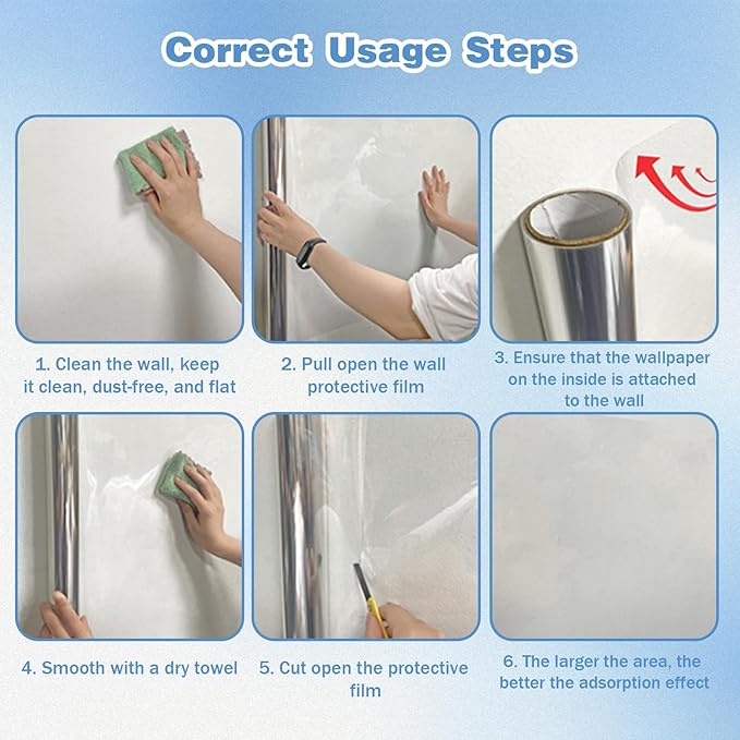Wall Protector Clear Contact Paper Electrostatic Absorption Wall Protective Film Removable Walls Covering Oil Proof Waterproof Back Splash Protectors (A-Widen Clear Wall Cover, 15.76INx118.2IN) - Image 6