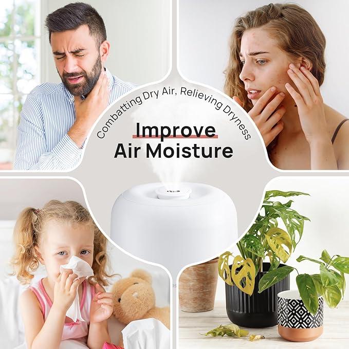 Clarston Humidifiers for Bedroom, 2L Top Fill with 360° Nozzle for Large Room, 7-Color Night Light, 24dB Quiet Cool Mist Air Humidifier for Baby Nursery & Plants, No BPA, Auto Shut Off, Easy to Clean - Image 9