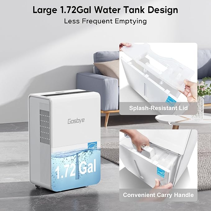 4500 Sq.Ft. 2025 Energy Star Dehumidifier for Basement & Large Rooms with Drain Hose, Max 115 Pints/Day | 45dB Quiet Compressor | 1.7 Gal Water Tank | Auto Shut-Off & Restart, White - Image 6