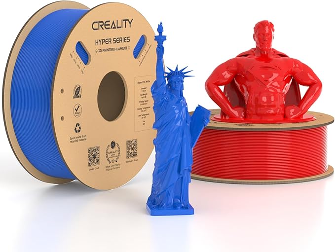 Official Creality Hyper PLA Filament 1.75mm Blue & Red 2KG, 30-600mm/s High Speed PLA Rapid 3D Printer Filament, 2 Pack 1kg Spool(2.2lbs), Dimensional Accuracy +/-0.02mm, Fit Most FDM 3D Printers by Creality